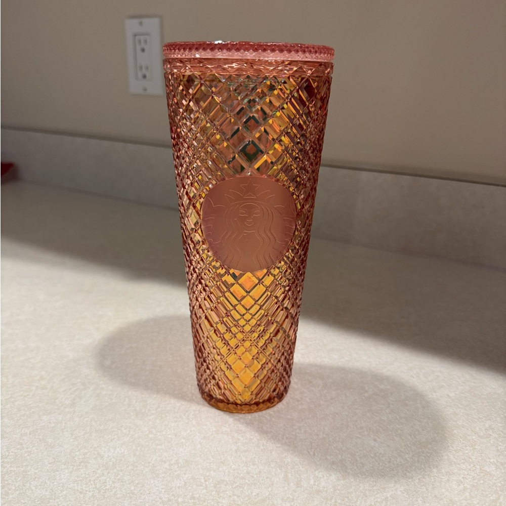 Starbucks 2021 Rose Gold Textured Tumbler no straw